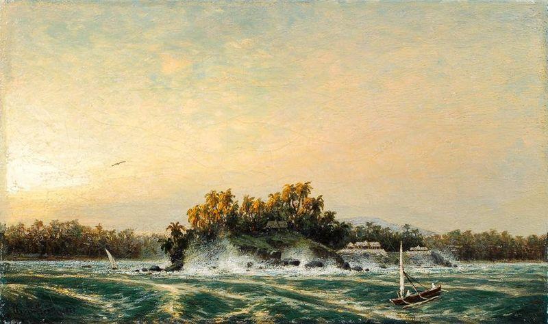 Paul Paeschke Sudseelandschaft mit Fischerboot oil painting image